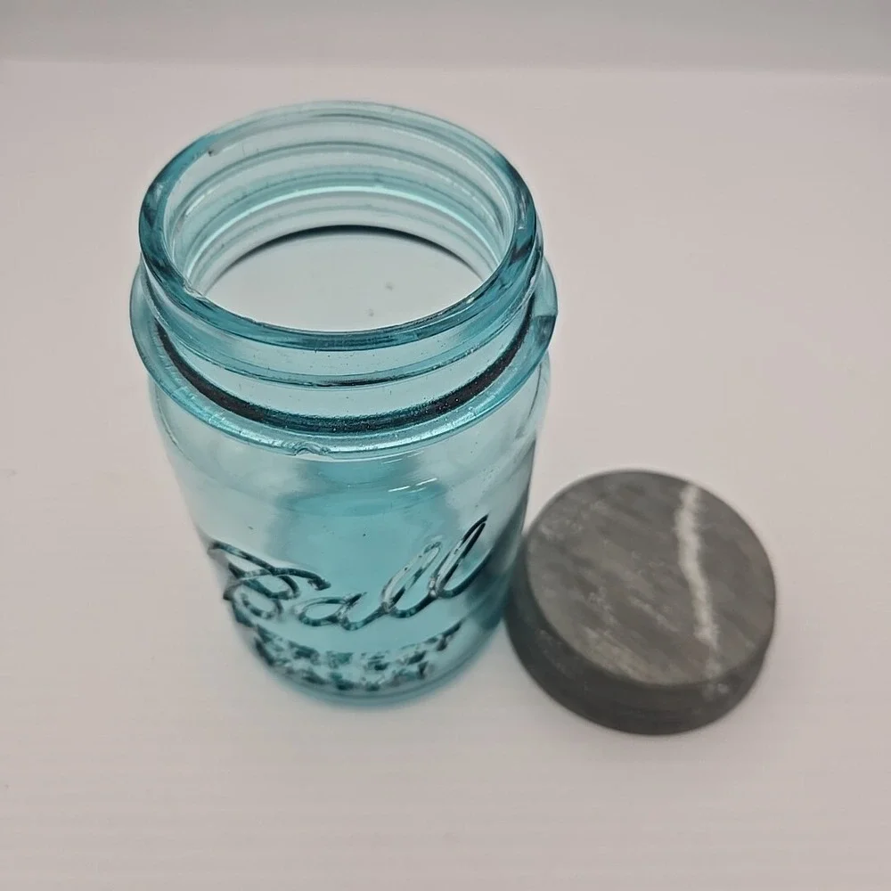 #4 Vintage BALL Blue Mason PINT Fruit Canning Jar with Zinc Lid 1923-33